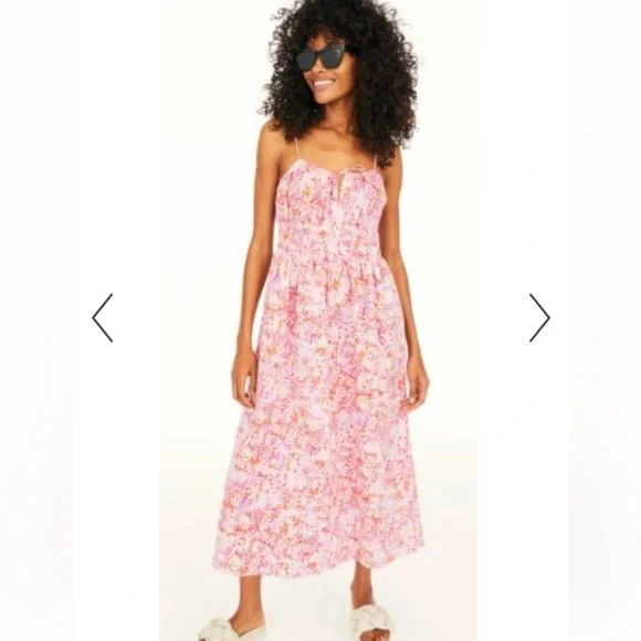 H&M | Dresses | Hm Smoked Cotton Midi Floral Print Dress Size Xl | Poshmark